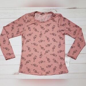 Andrea Bird Print Long Sleeve Tee Large - New With Tags